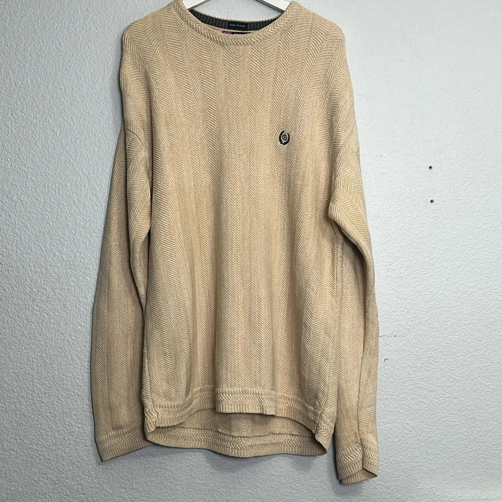 Chaps‎ Ralph Lauren Tan Cream Men's Long Sleeve Pullover Sweater Size Large